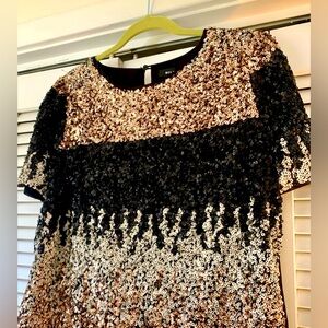 Miss Me Black and Gold Sequin Top